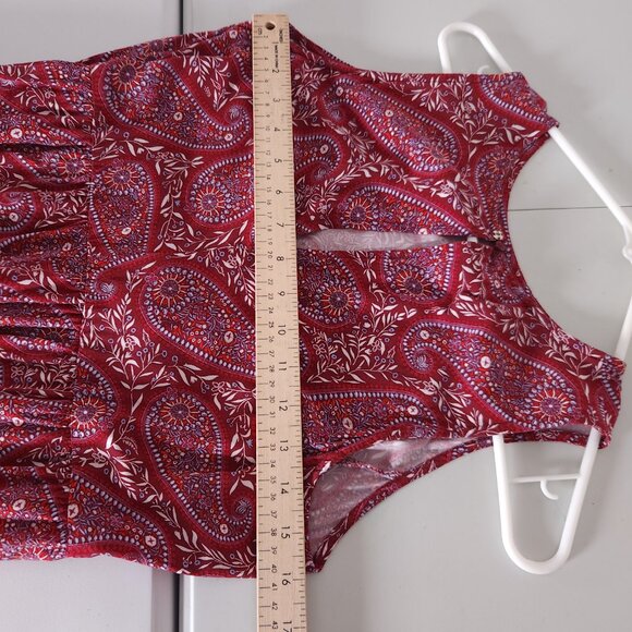 Old Navy Paisley Dress Womens M Burgundy Sleeveless Keyhole Knee Boho Casual - Picture 4 of 10